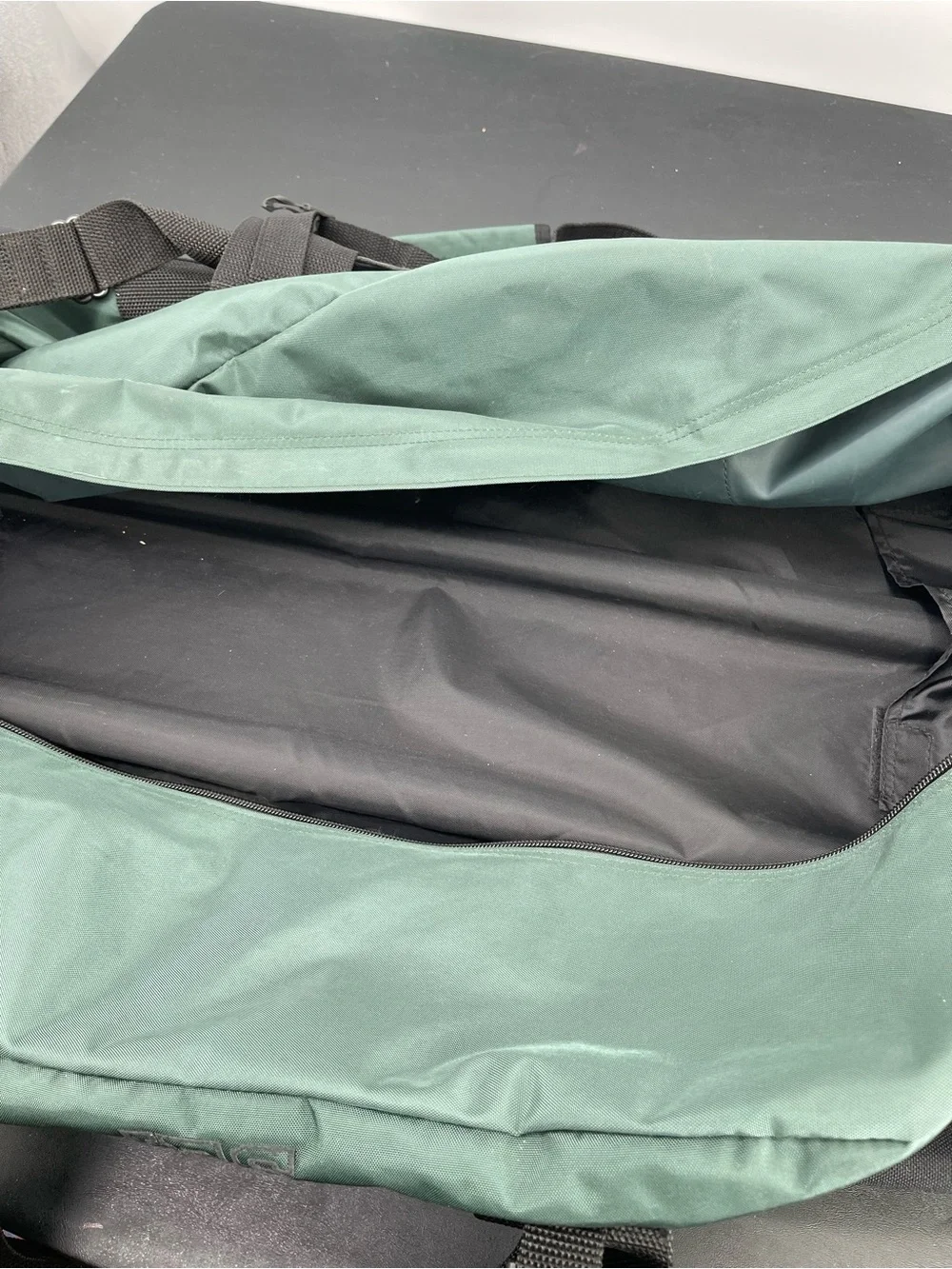 Vintage L.L. Bean Forest Rolling Green Duffel, JES monogram Large